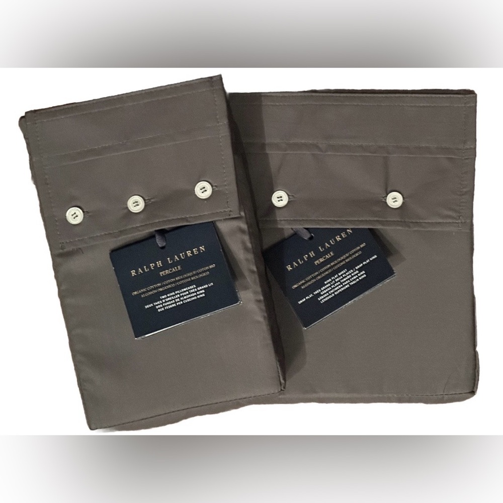 $340 NEW RALPH LAUREN HOME KING 3PC SET FLAT SHEET + PILLOWCASES LOFT GRAY